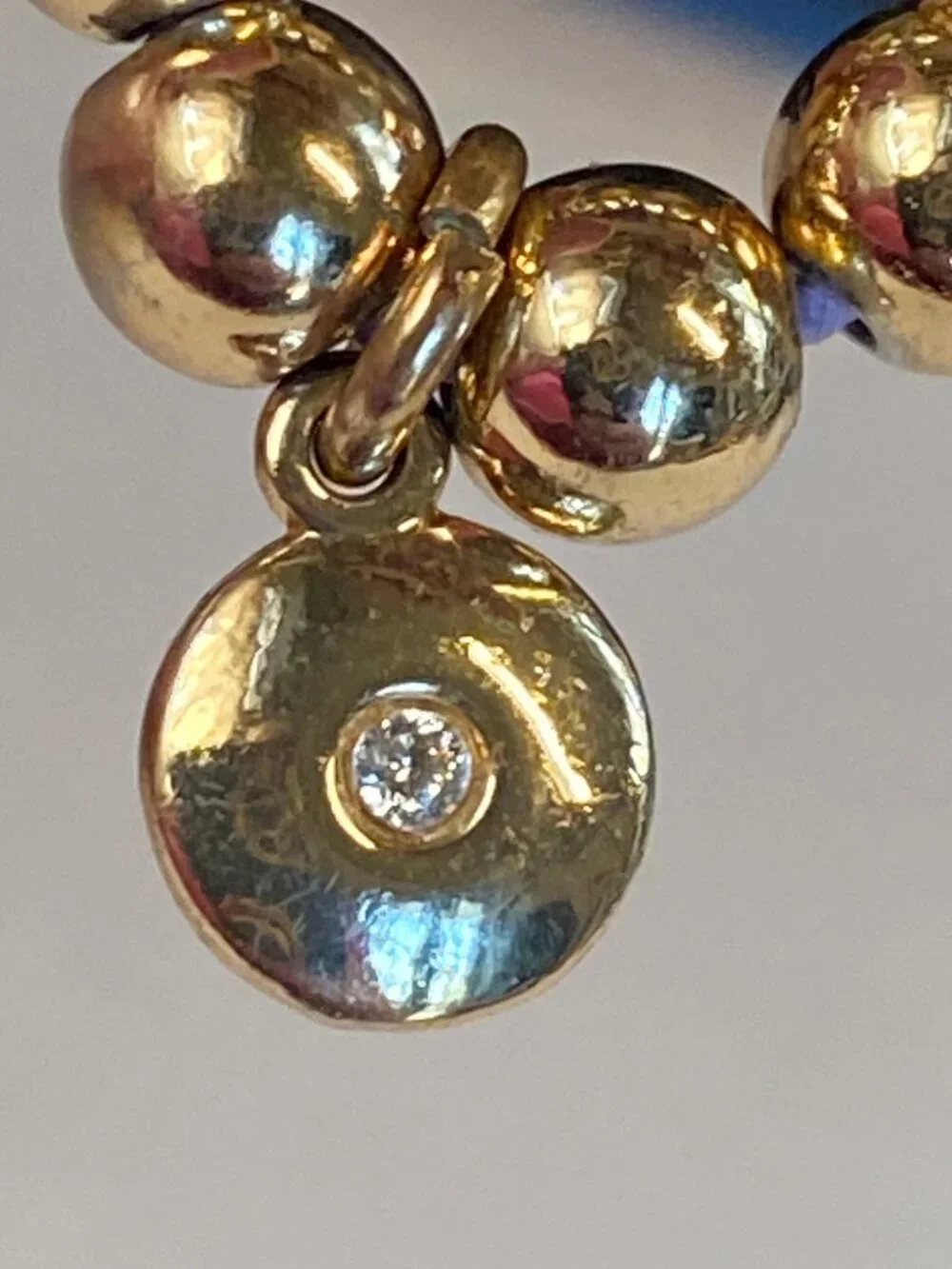 J. Crew Gold-Tone Beaded Stretch Charm Bracelet with Cubic Zirconia